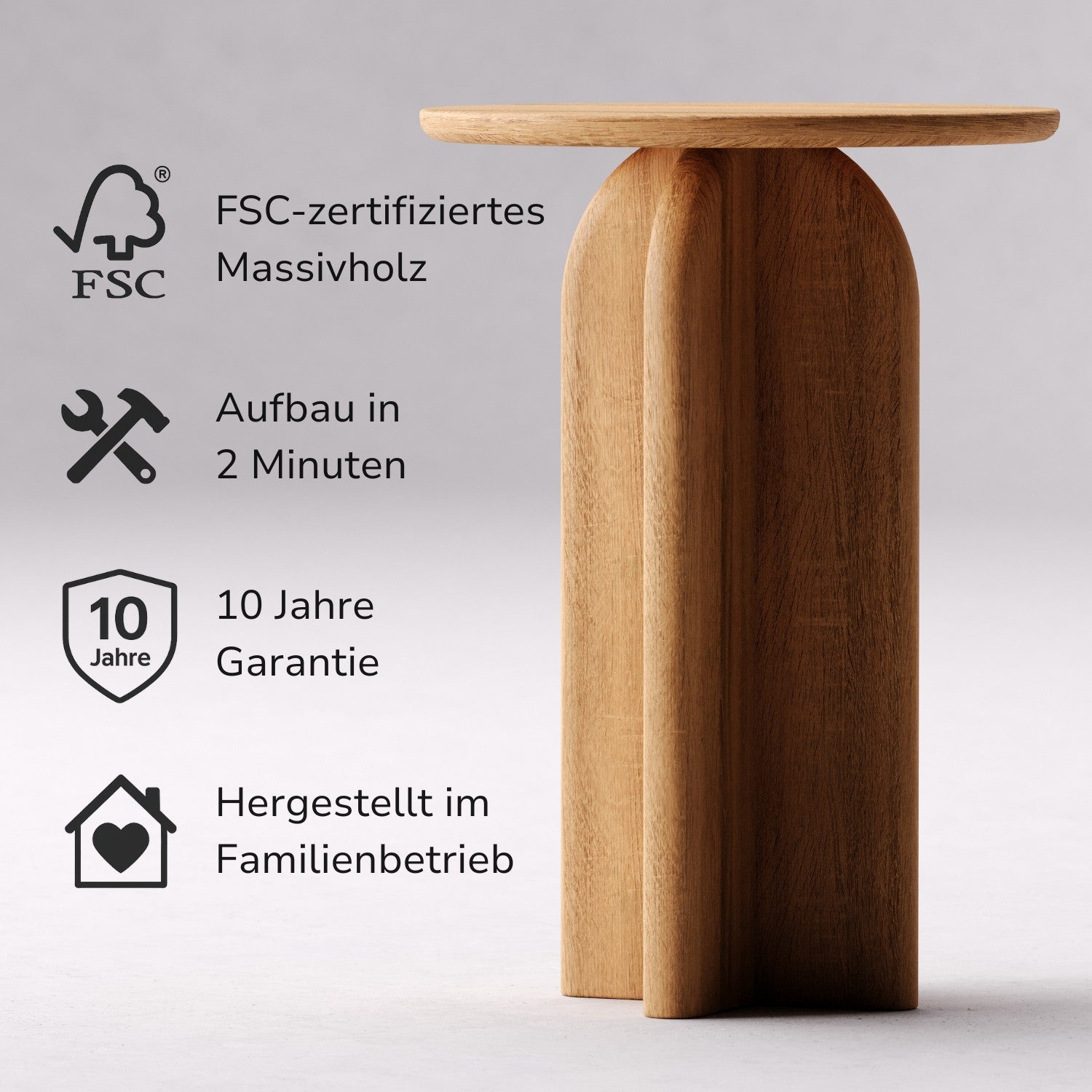 Beistelltisch aus massiver Eiche (FSC®) – Luna