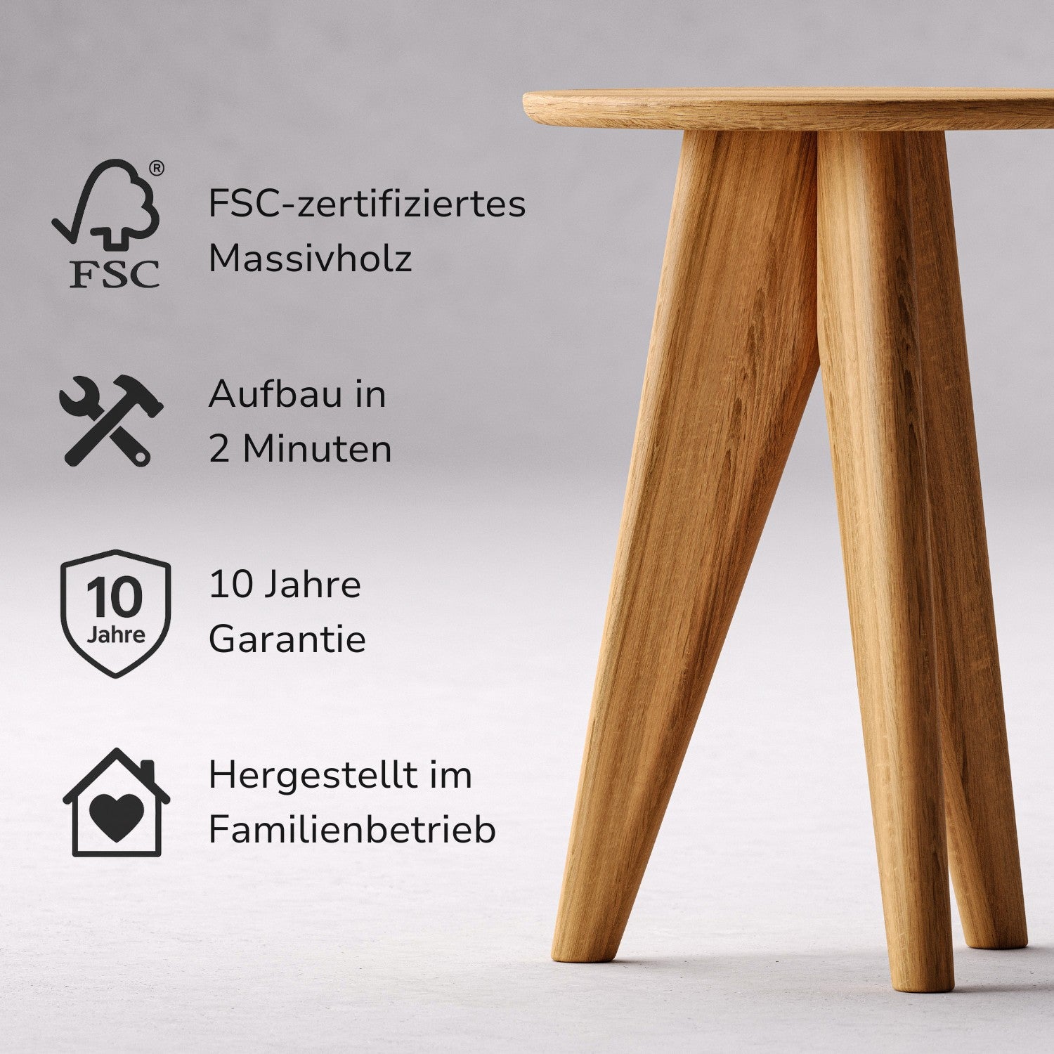 Beistelltisch aus massiver Eiche (FSC®) – Nova