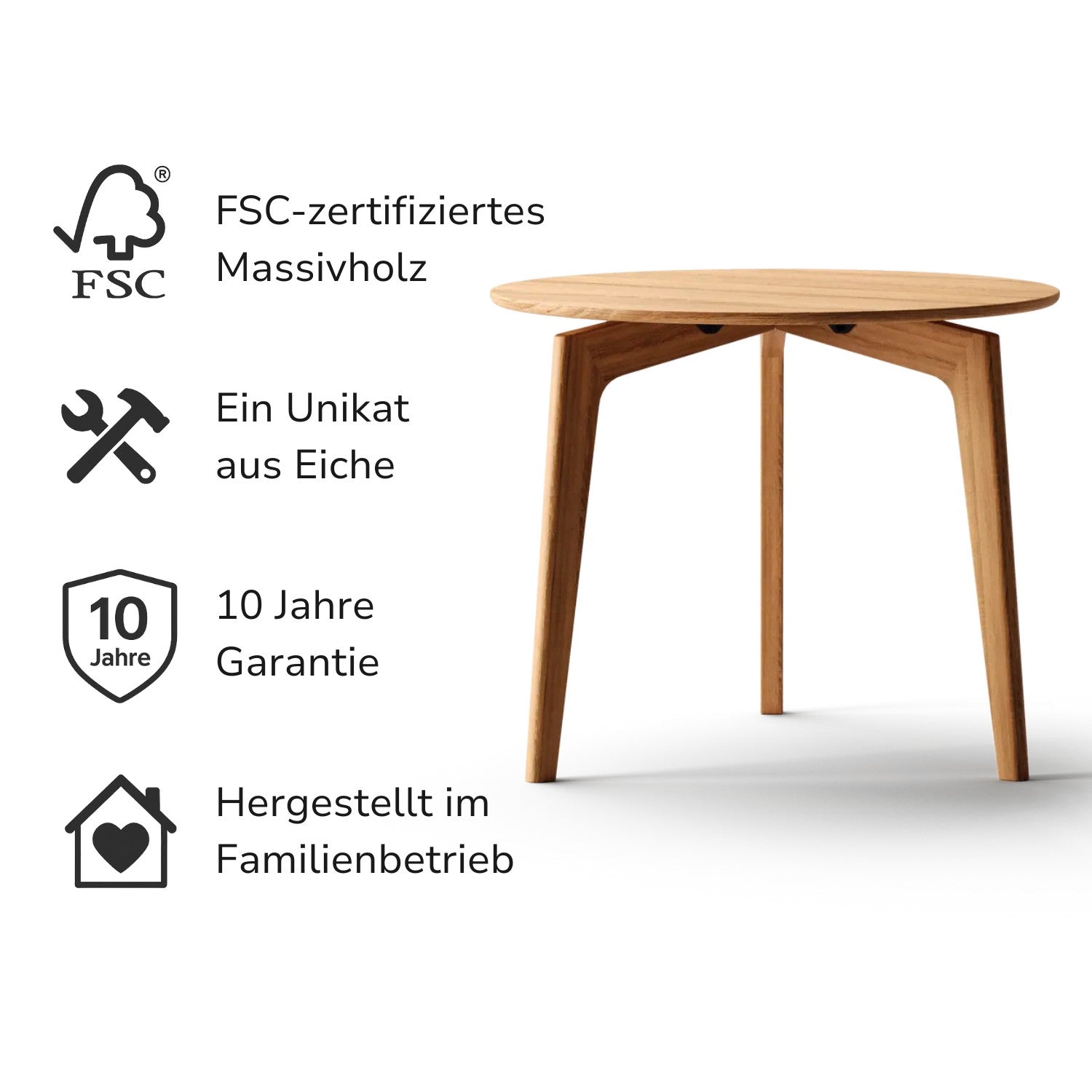 Runder Esstisch aus massiver Eiche (FSC®) – Elin