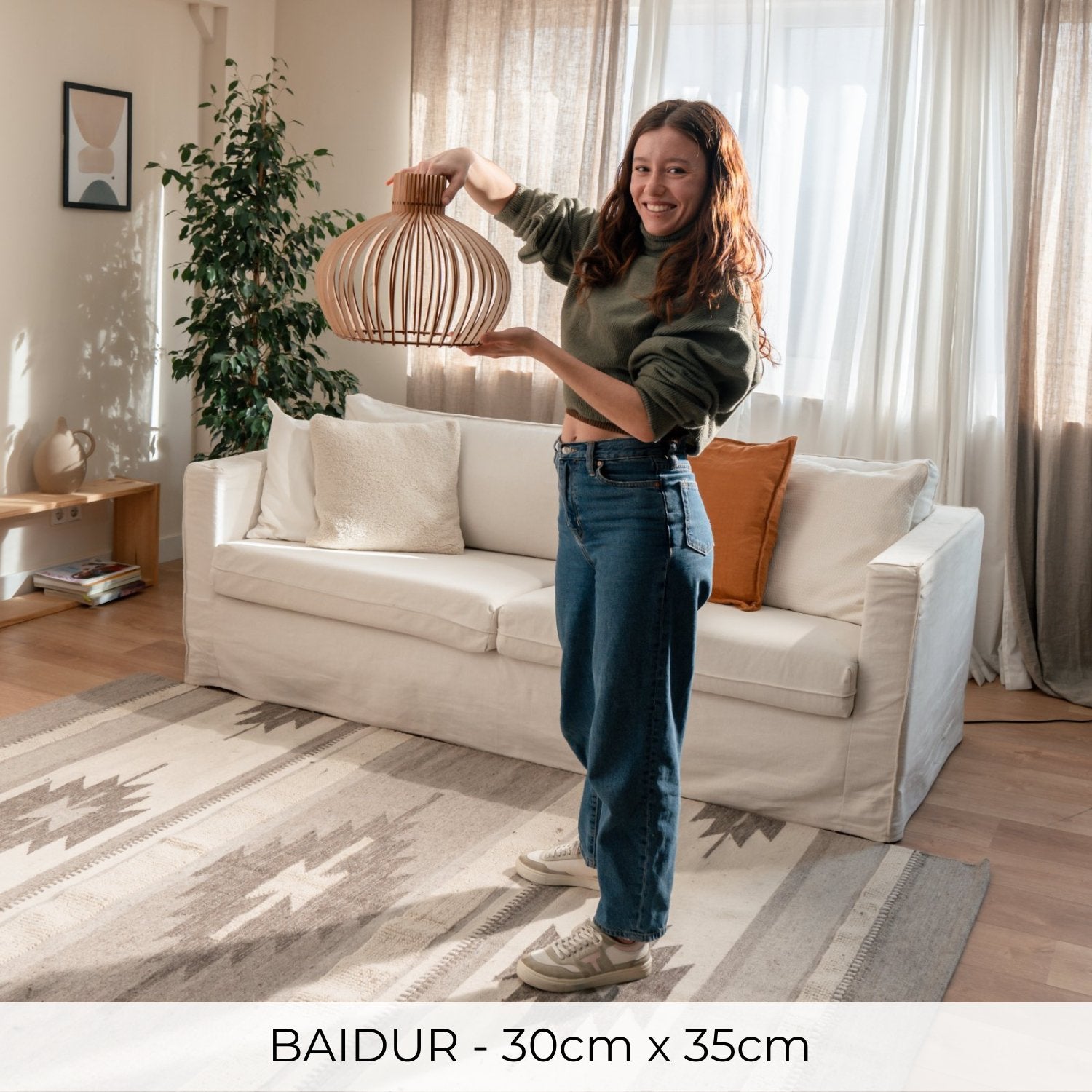 Holzlampe Decke "Baidur"