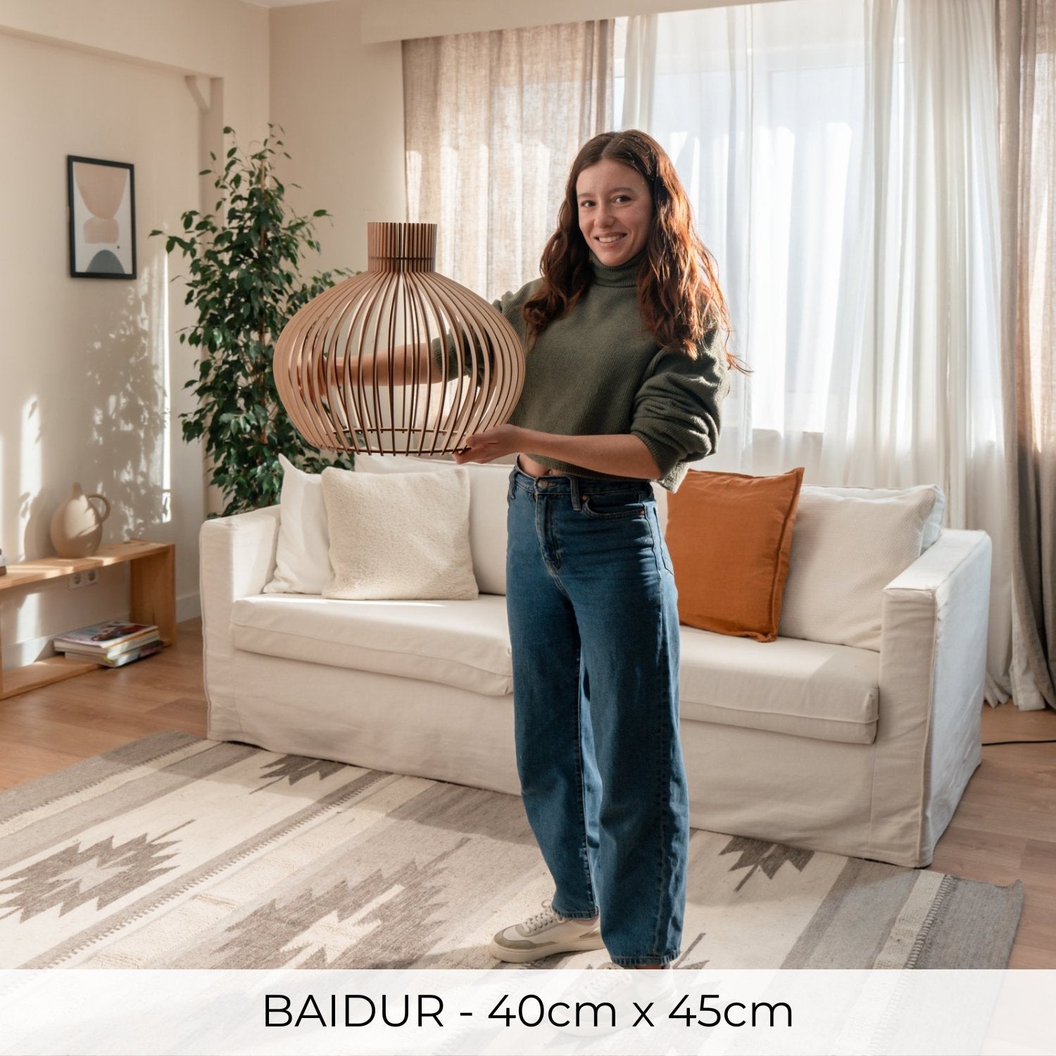 Holzlampe Decke "Baidur"