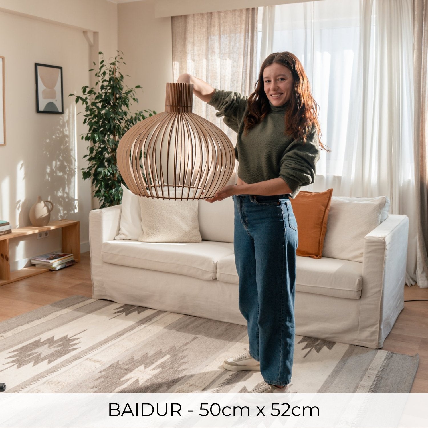 Holzlampe Decke "Baidur"
