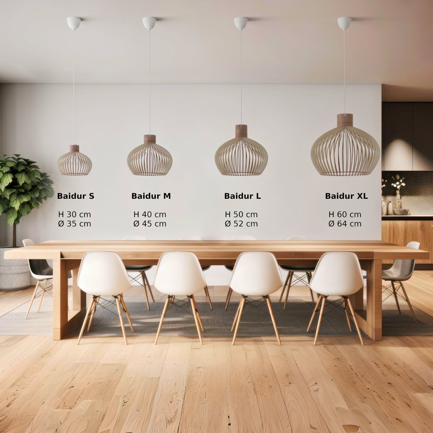 Holzlampe Decke "Baidur"