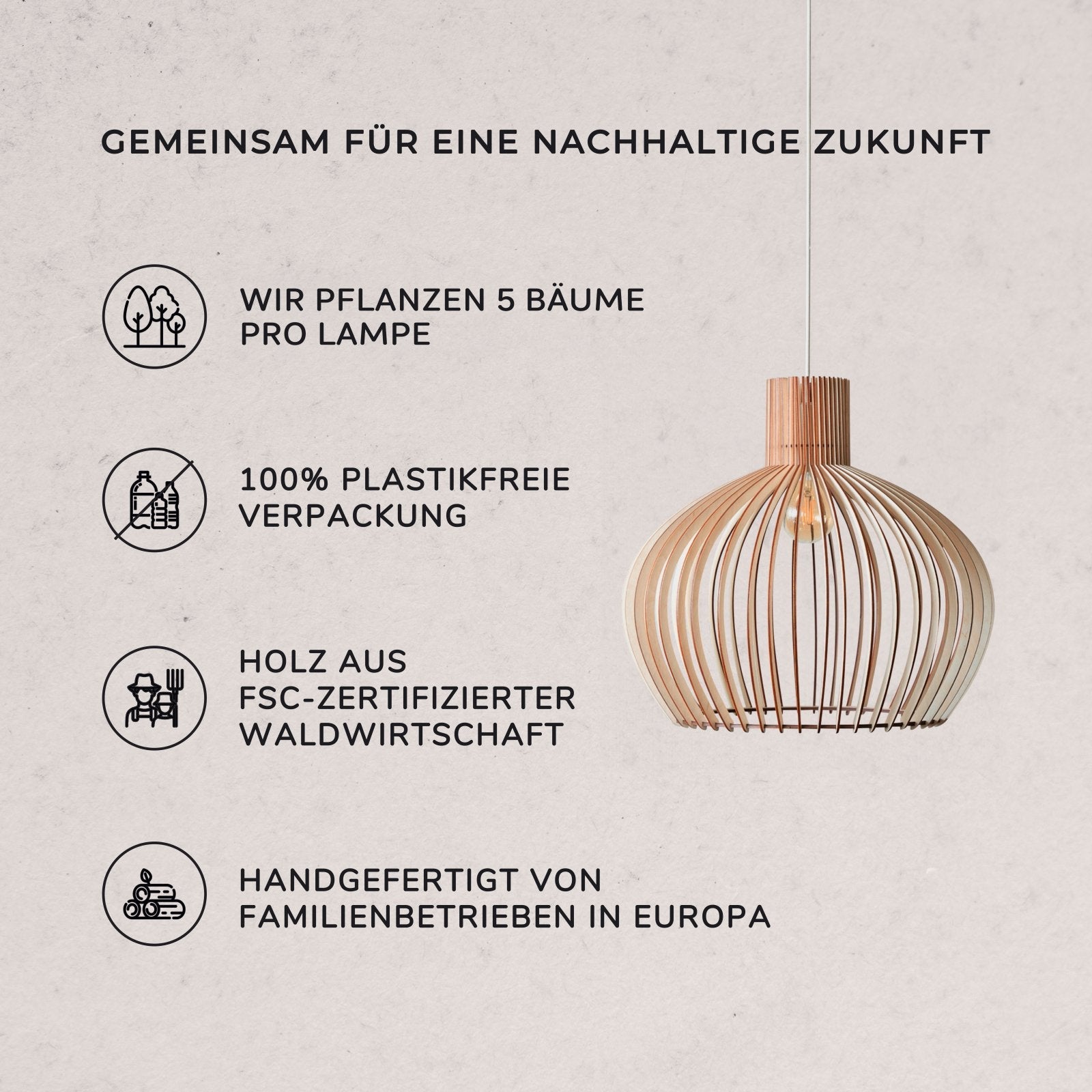 Holzlampe Decke "Baidur"