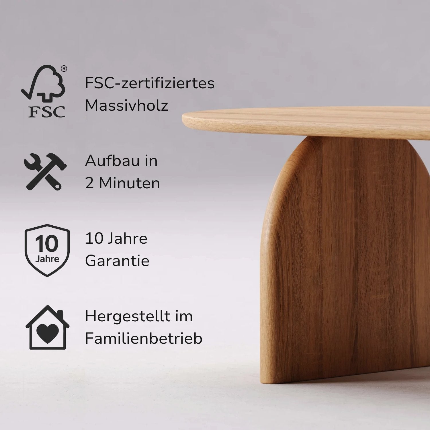 Couchtisch aus massiver Eiche 'Runa'
