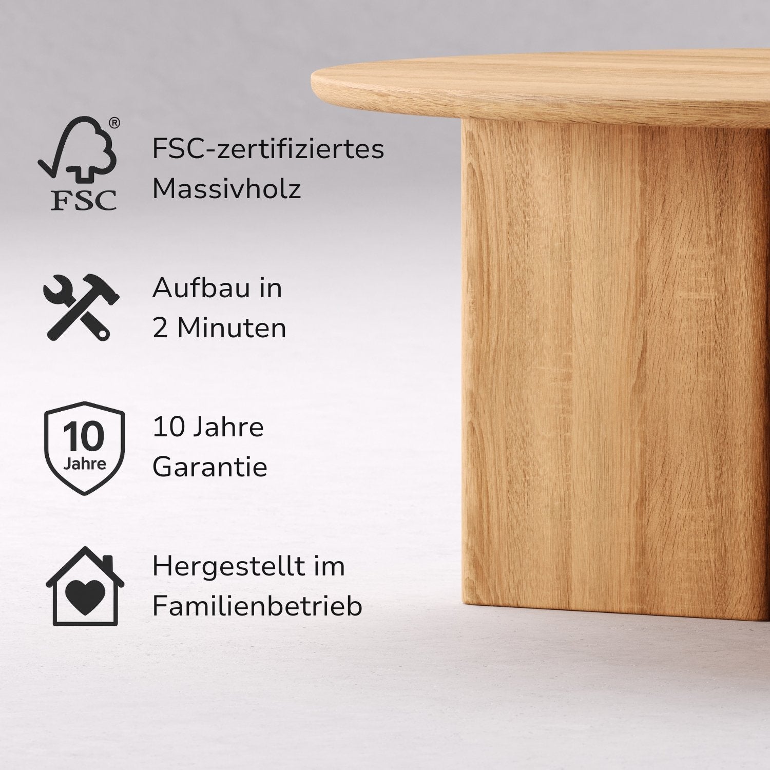 Couchtisch aus massiver Eiche 'Niva'