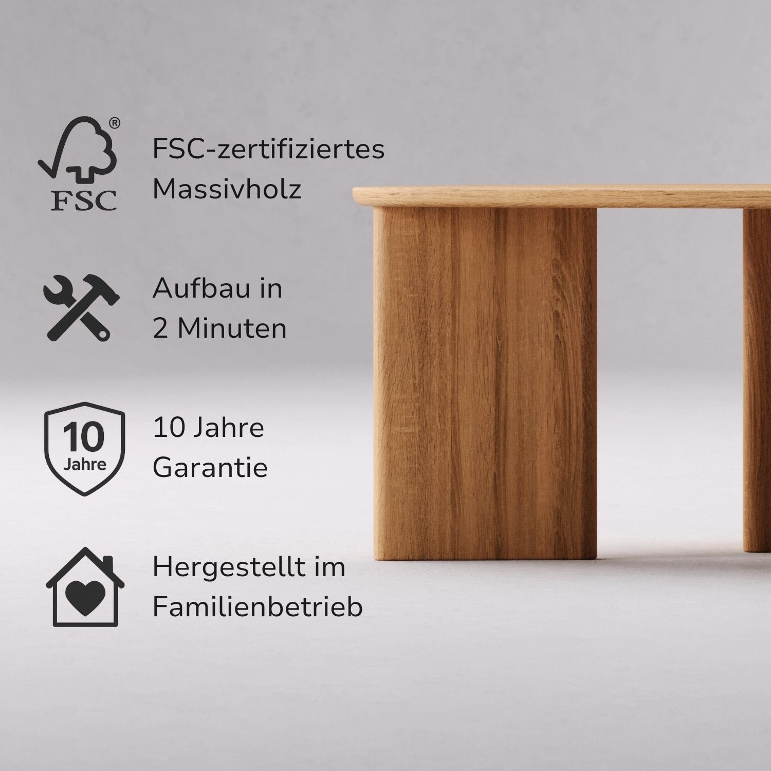Couchtisch aus massiver Eiche 'Tova'