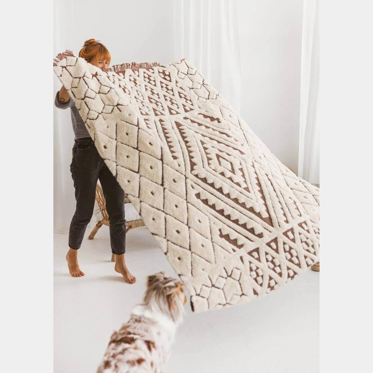 Geometrischer Baumwoll Teppich 140x200cm / Diya