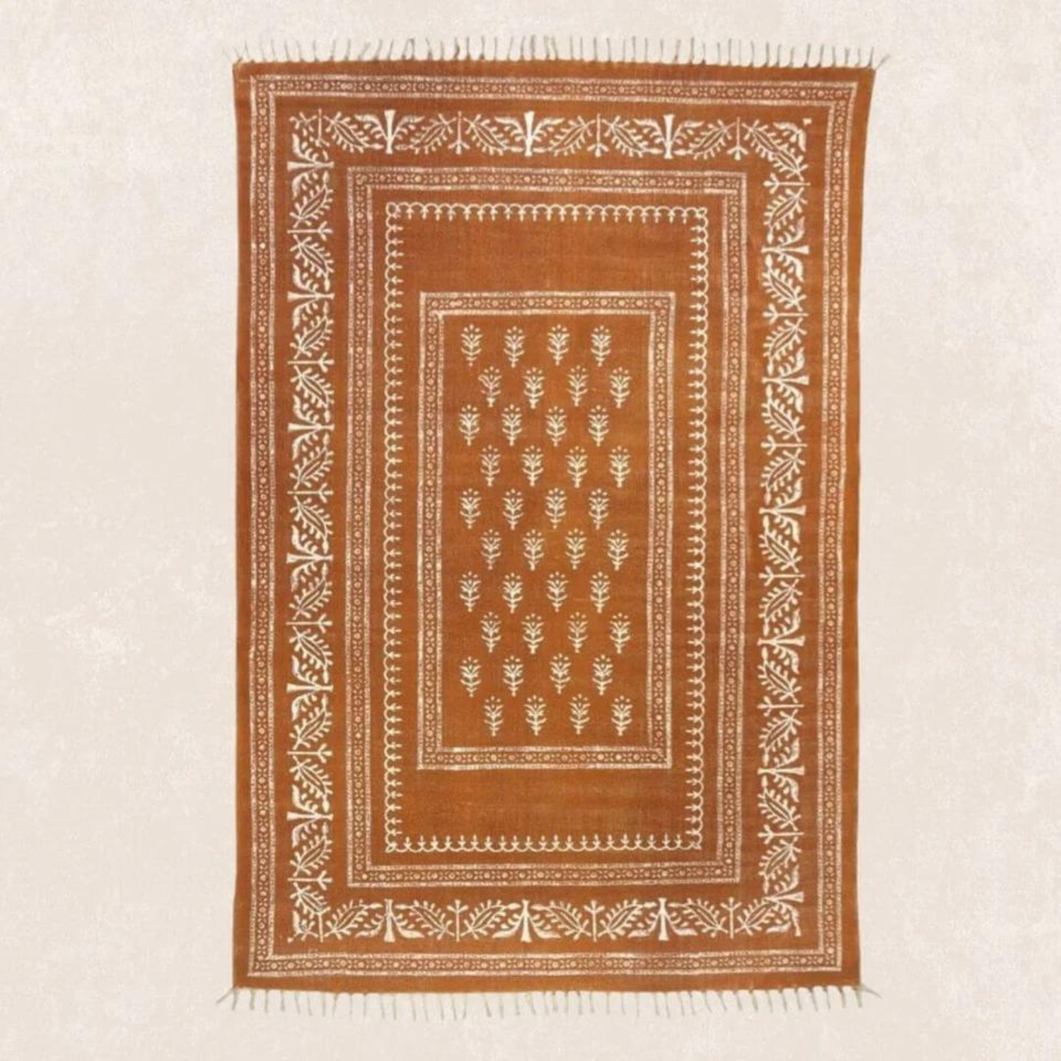 Orientalischer Teppich mit Handblock Druck 140x200cm / Zafran
