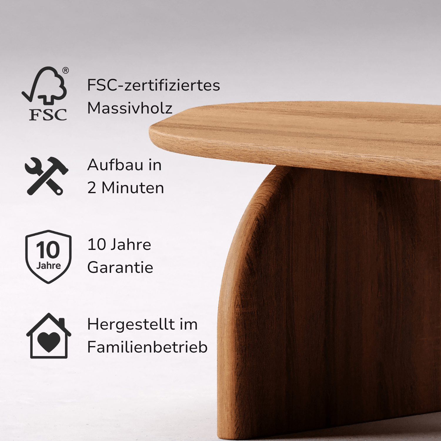 Couchtisch aus massiver Eiche 'Eira'