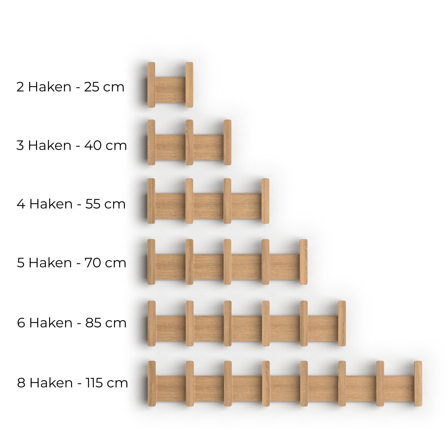 Garderobenleiste aus Massivholz-Eiche (FSC®) – Alva