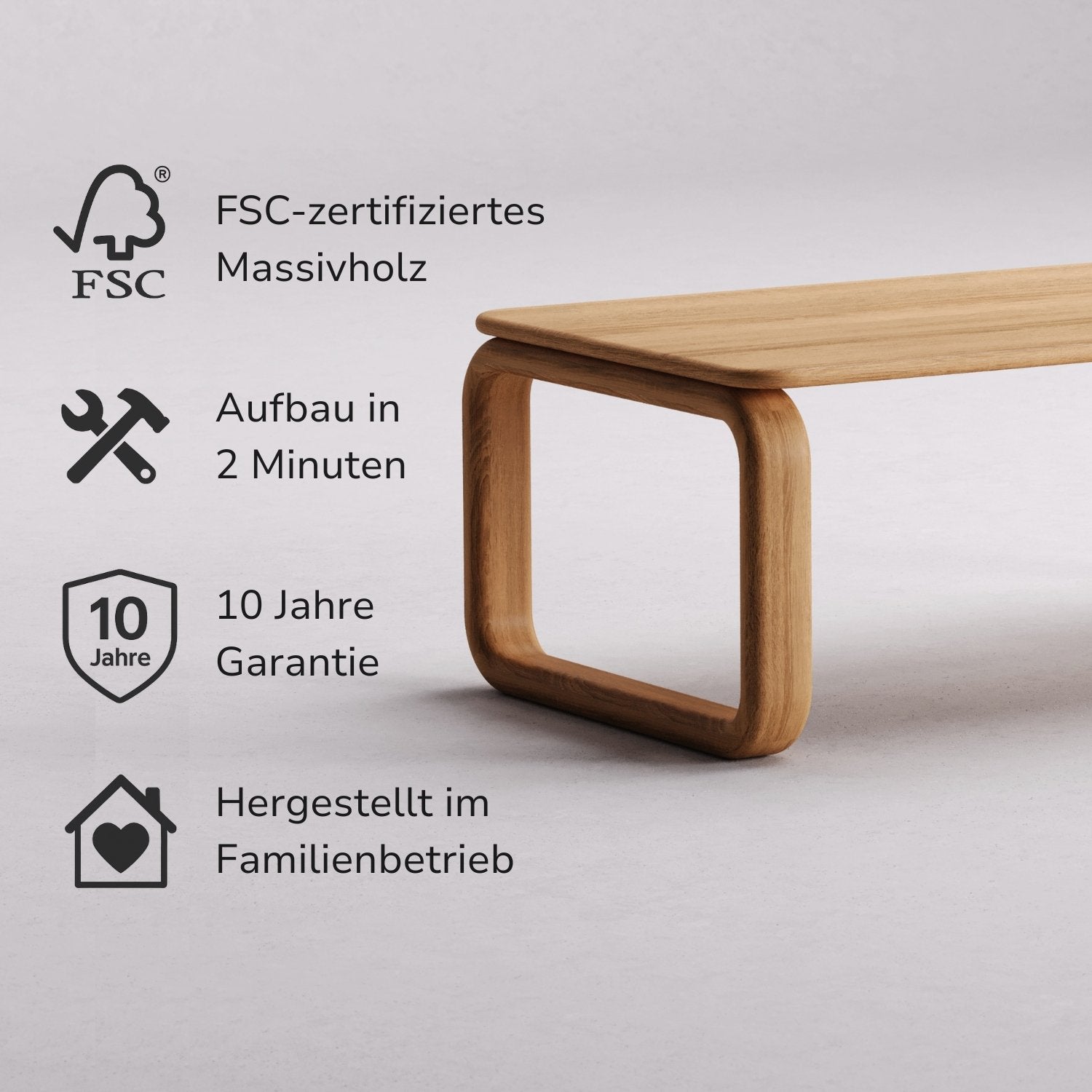 Couchtisch aus massiver Eiche 'Vesa'