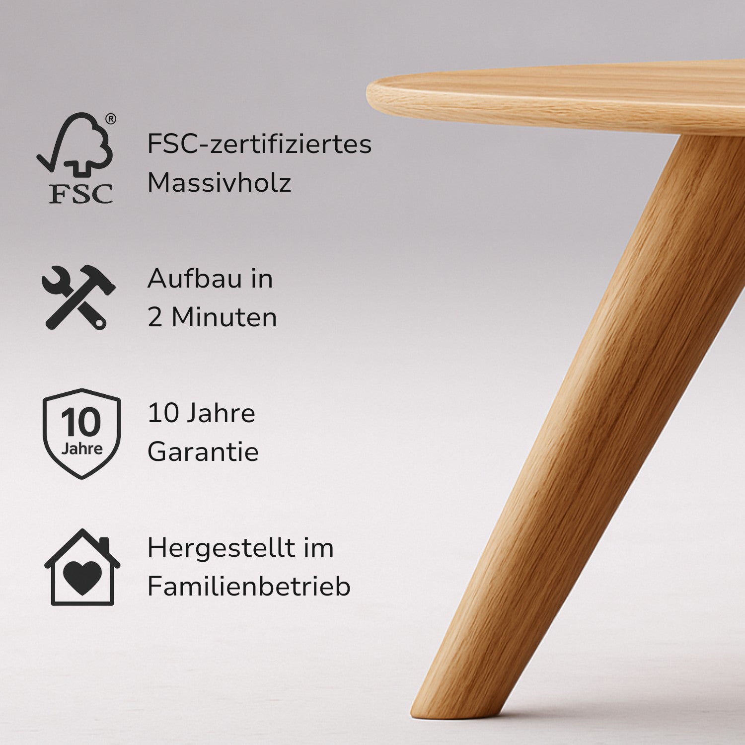 Couchtisch aus massiver Eiche 'Liv'