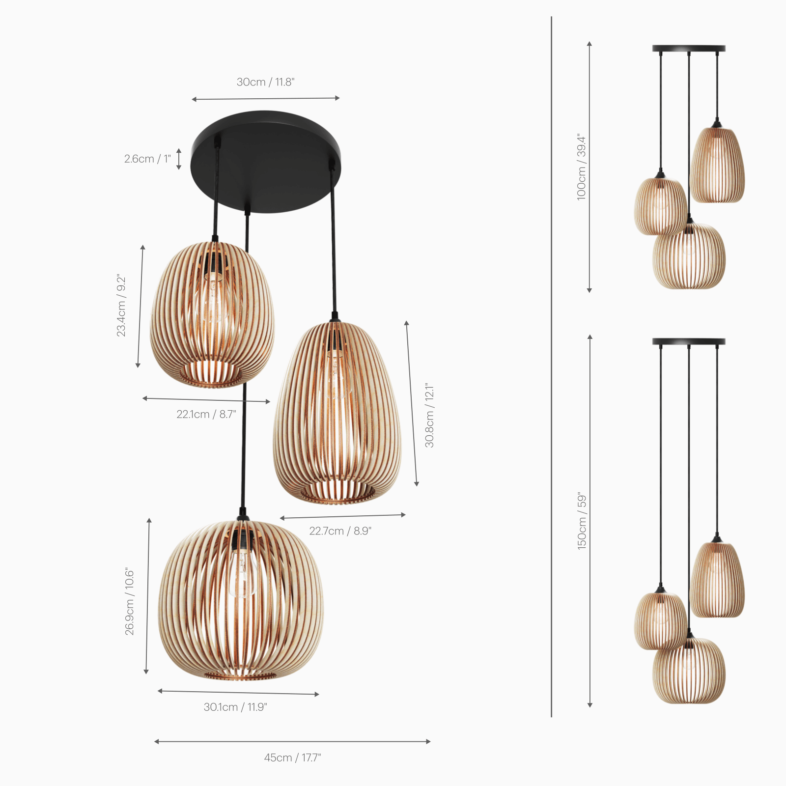 3er Hängelampe 'Eyris'