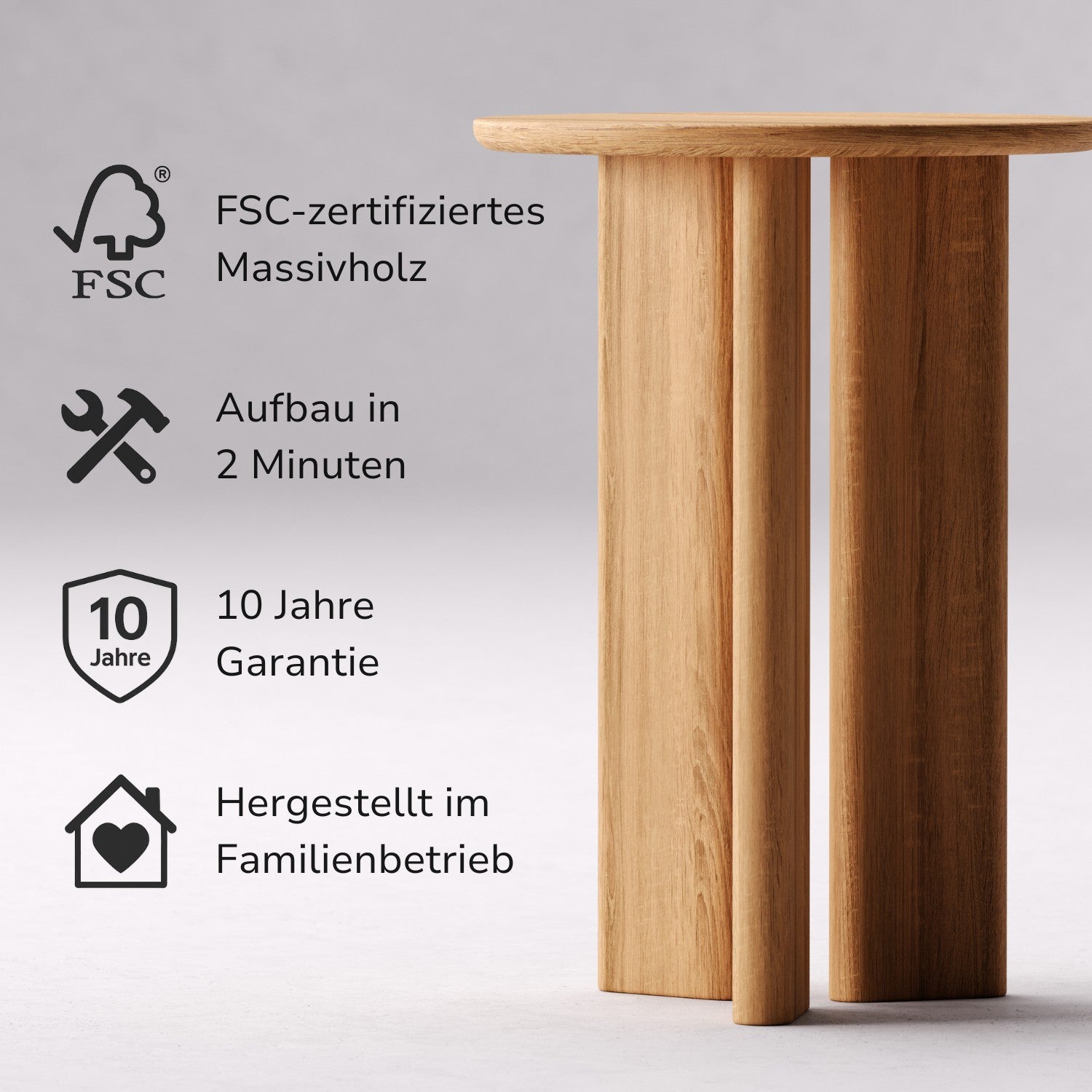 Beistelltisch aus massiver Eiche (FSC®) – Fjord