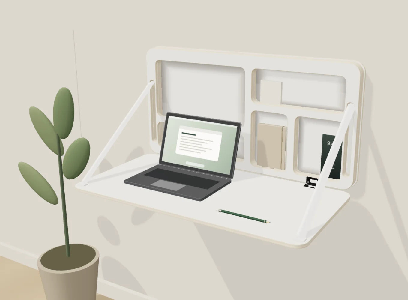 3D-Raumplaner: NordicDesk an der Wand